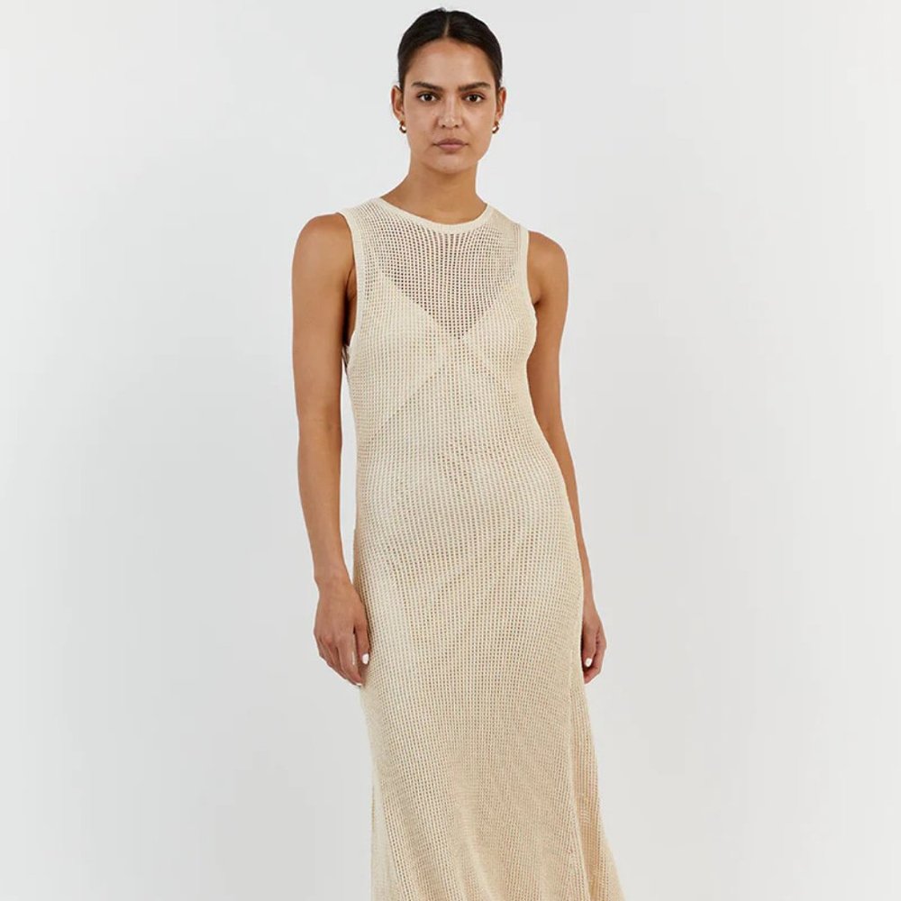 DISSH Ophelia Natural Crochet Maxi Dress